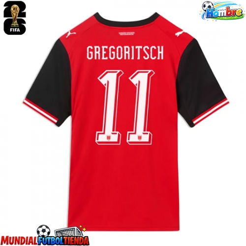 Camiseta Austria Michael Gregoritsch #11 Primera Equipación Replica Mundial 2026 mangas cortas